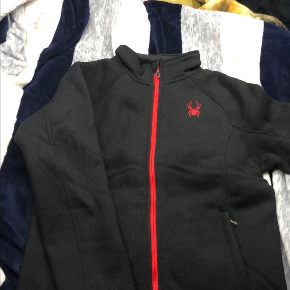 🕷️🆕 Spyder Black-Red Steller Bonded Fleece Jacket Sz Small
